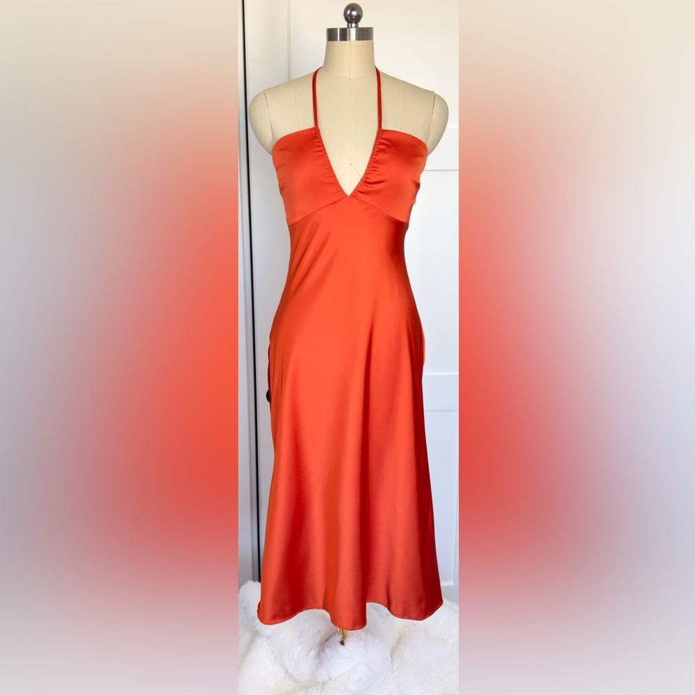 NWT A&F Satin Halter Slip Midi dress